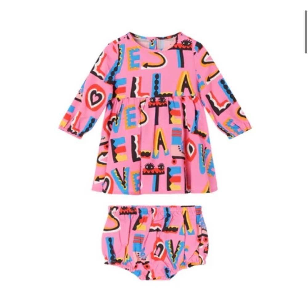 Stella McCartney Kids Pink and Blue Baby girl stella love dress - Picture 1 of 1